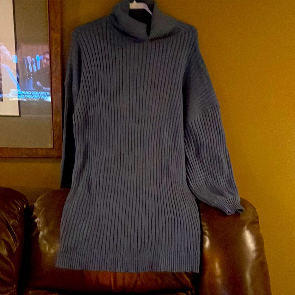 Womens, size L, blue sweater dress, never worn